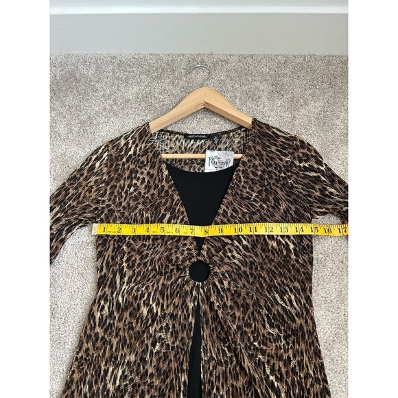 90s Y2K Notations Leopard Crinkle Material V-neck Top Dead Stock Size S - Picture 9 of 10